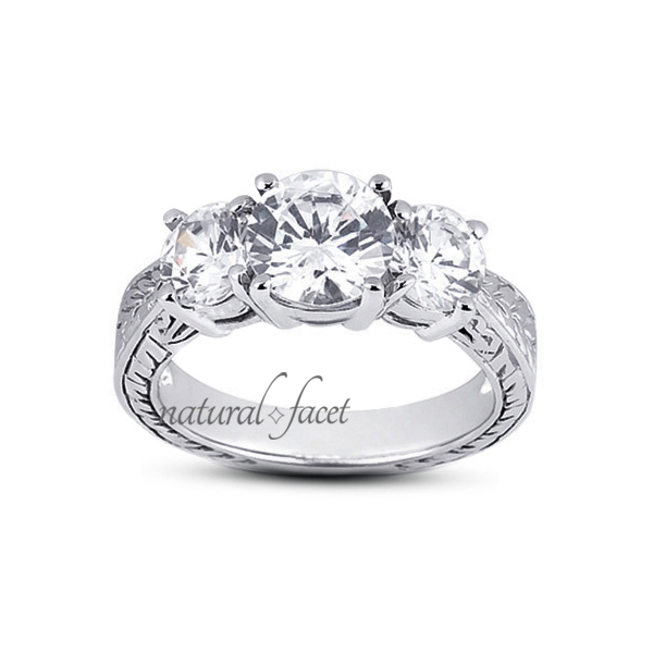 0.41ctw D VVS1 Ideal Round Diamonds 14k gold Vintage Engraved 3-Stone Ring 2.3mm 0.41ctw D VVS1 Ideal Round Diamonds 14k gold Vintage Engraved 3-Stone Ring 2.3mm