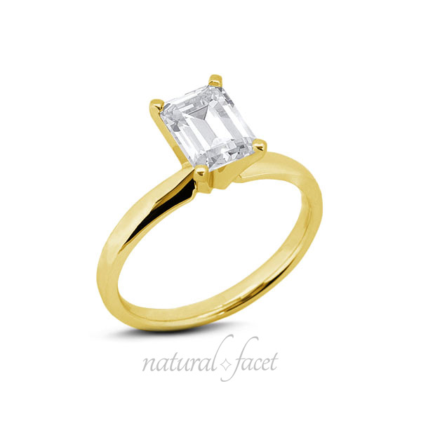 1.05 Carat D VVS1 Ideal Emerald Diamond Yellow gold Classic Solitaire Ring 2.6mm 1.05 Carat D VVS1 Ideal Emerald Diamond Yellow gold Classic Solitaire Ring 2.6mm