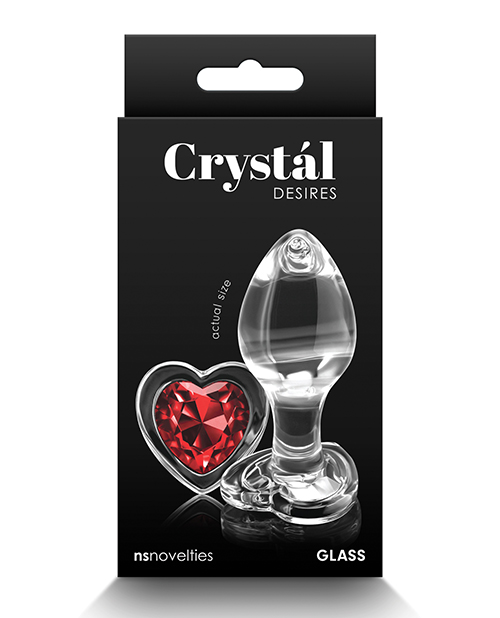 Crystal Desires Glass Heart Gem Butt Plug – Red