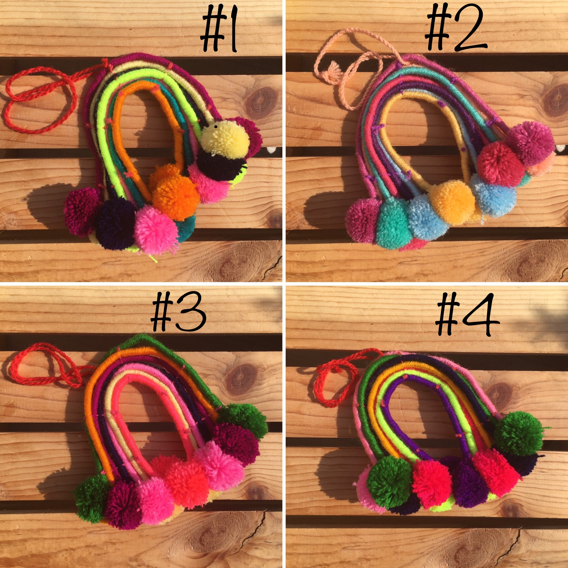 Pom Pom Arcoiris de fieltro mexicano bordado a mano hecho a mano - Imagen 8 de 10