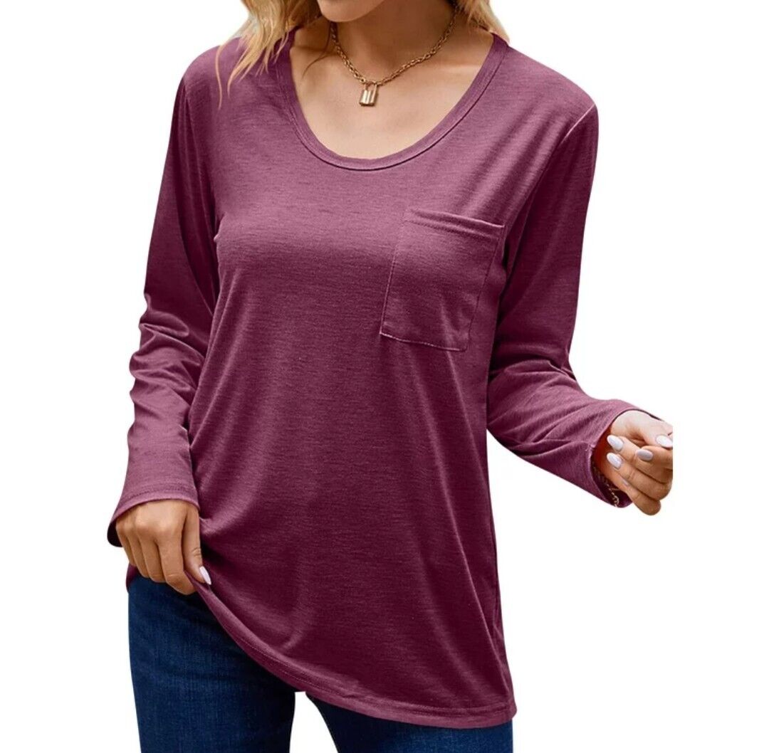 Alfani Women's Scoop Neckline Long-Sleeve Jersey Sleep Top Wild Ginger - Picture 6 of 7