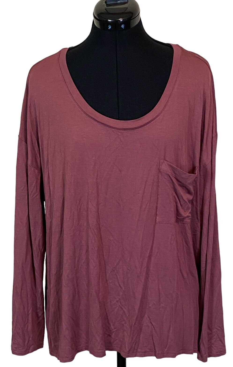 Alfani Women's Scoop Neckline Long-Sleeve Jersey Sleep Top Wild Ginger - Picture 7 of 7