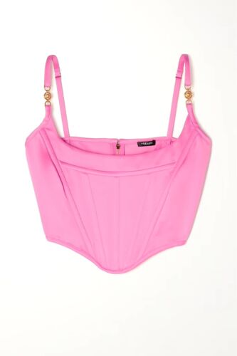NWT Versace Square Neckline Sleeveless Crop Top Pink - Picture 4 of 11