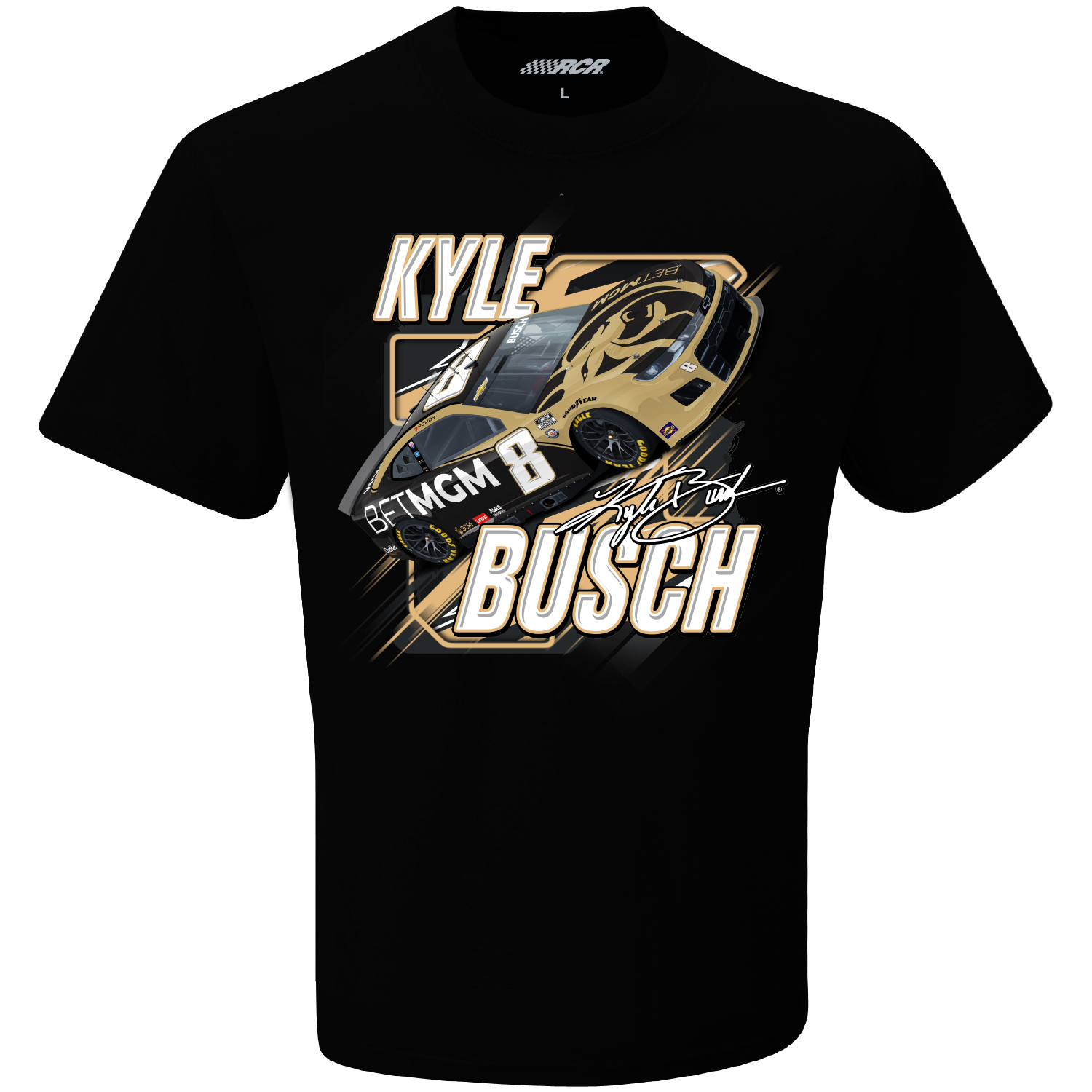 Kyle Busch 2023 8 MGM Adult Nascar 2023 Black Blister TShirt eBay