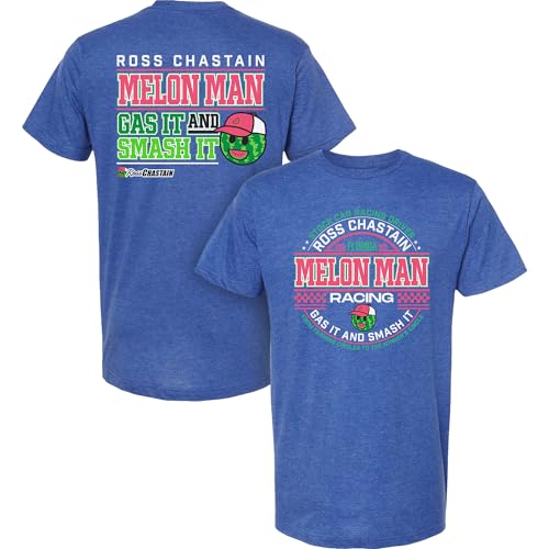 Ross Chastain #1 NASCAR 2024 Gas It & Smash It Trackhouse Royal Blue Shirt - Picture 2 of 2