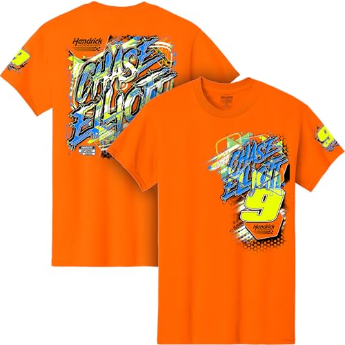 Chase Elliott #9 NASCAR 2026 Safety Orange 2 Sided Car Neon T-Shirt