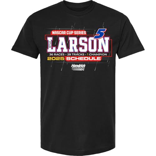 Kyle Larson #5 2025 NASCAR Cup Series Schedule T-Shirt Black - Bild 2 von 2