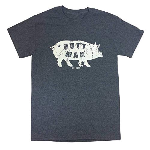 Butt Life Butt Man Front Distressed Adult Unisex T-Shirt, Dark Heather, Large - Bild 3 von 3