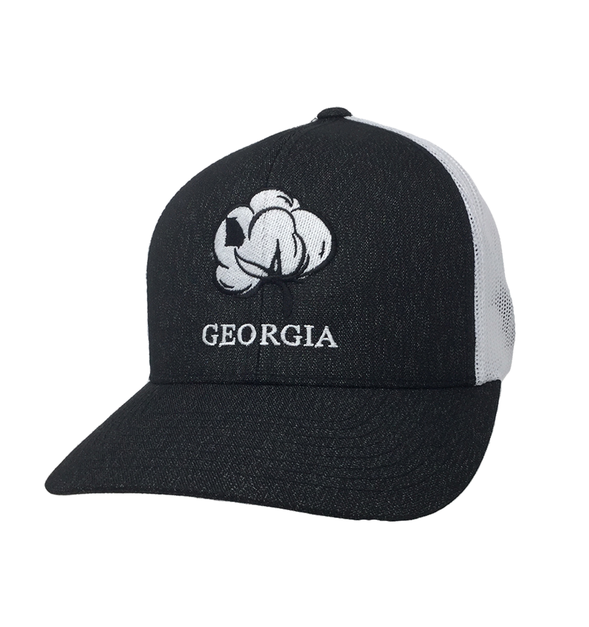 Heritage Pride Georgia State Pride Cotton Boll Trucker Hat Black White Mesh - Bild 2 von 7