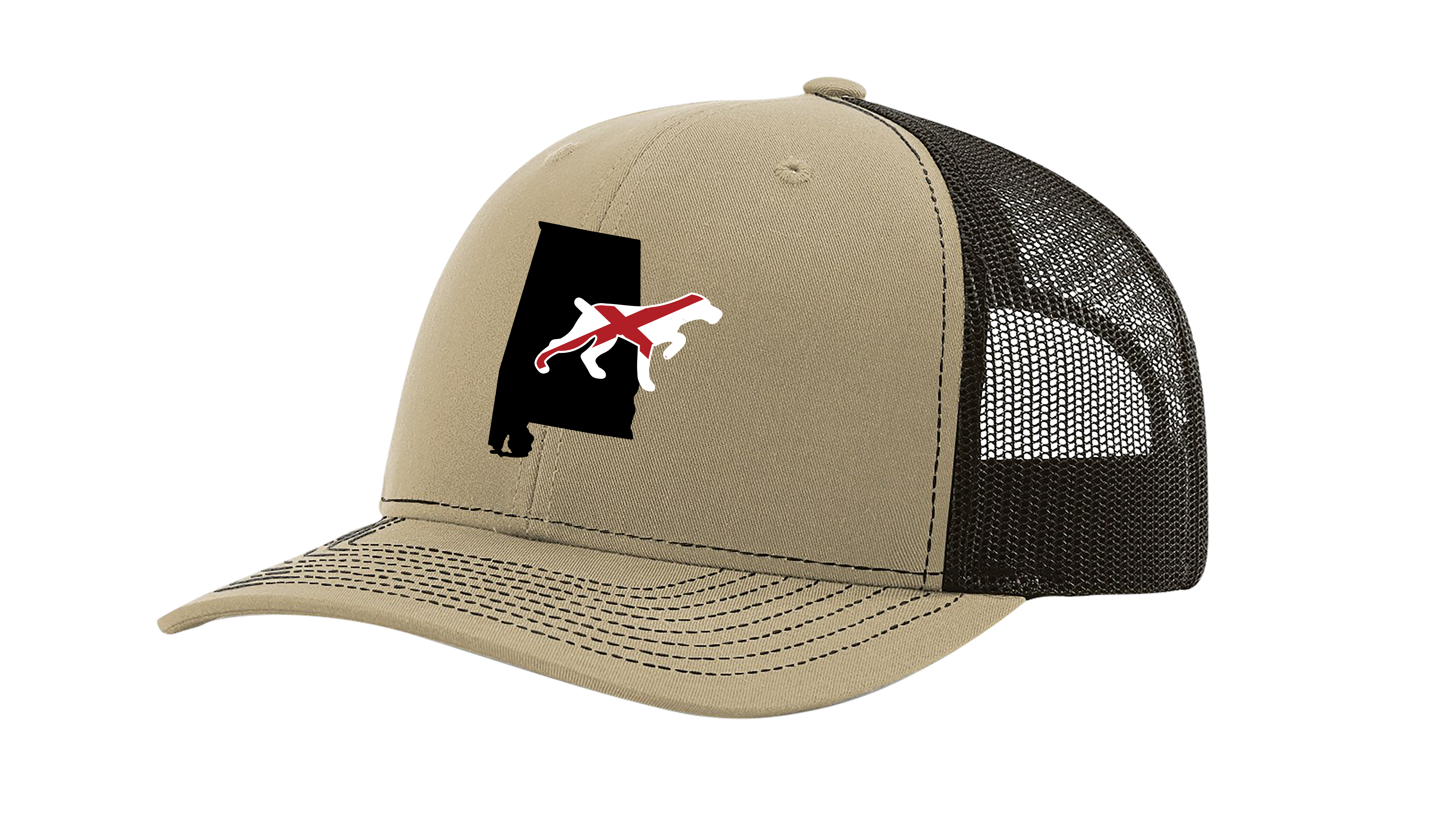 Its All About The South Alabama State with Flag Filled Dog Mesh Back Trucker Hat Its All About The South Alabama State with Flag Filled Dog Mesh Back Trucker Hat