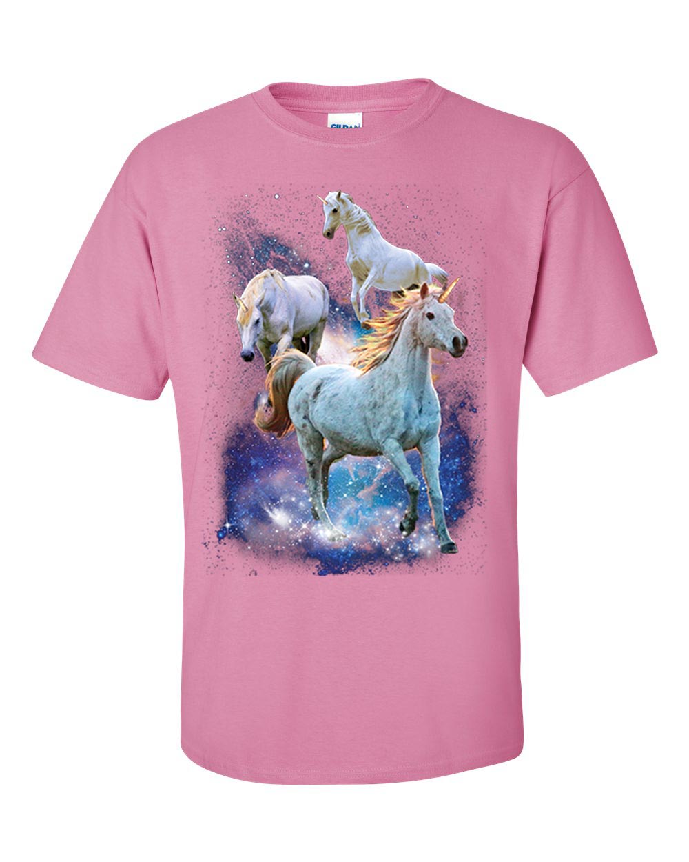 Majestic Unicorns In Space Unisex Adult Short Sleeve T-shirt - 第 7/26 張圖片