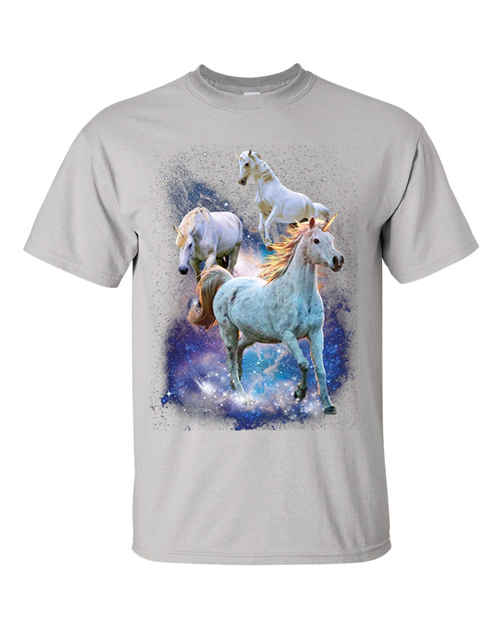 Majestic Unicorns In Space Unisex Adult Short Sleeve T-shirt - 第 11/26 張圖片