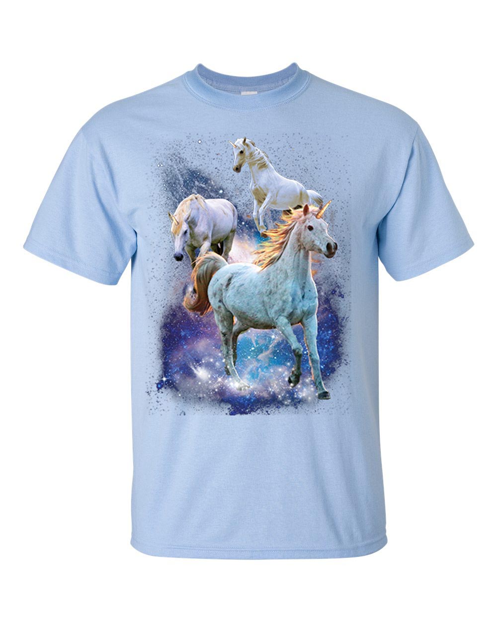 Majestic Unicorns In Space Unisex Adult Short Sleeve T-shirt - 第 15/26 張圖片