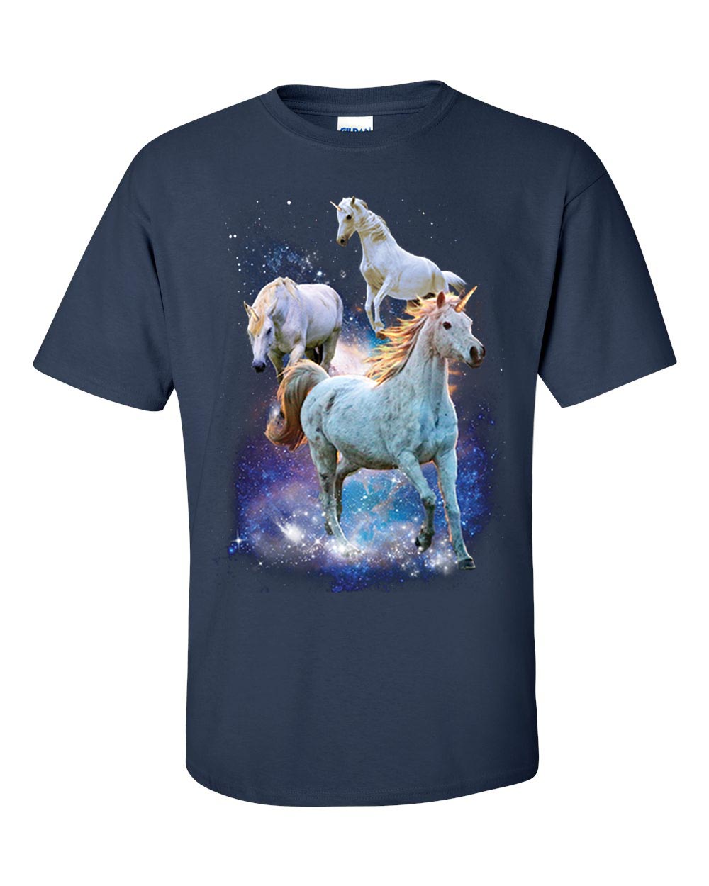 Majestic Unicorns In Space Unisex Adult Short Sleeve T-shirt - 第 19/26 張圖片