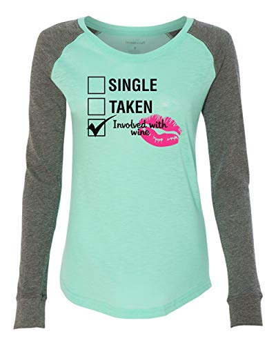 Involved with Wine Valentine's Day Women's Raglan Long Sleeve Shirt - 第 9/14 張圖片