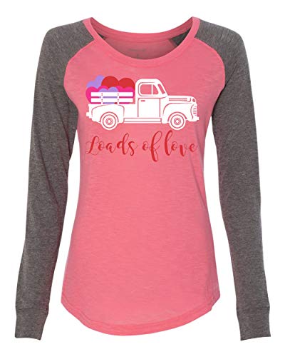 Loads of Love Valentine's Day Women's Raglan Long Sleeve Shirt Black/Granite - Picture 9 of 11