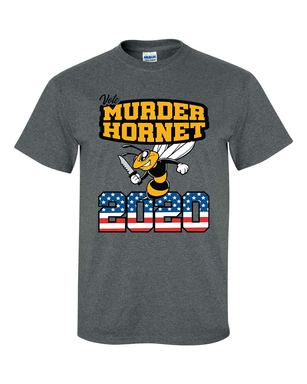 Funny Vote Murder Hornet 2020 USA American Flag Short Sleeve T-shirt - 第 7/18 張圖片