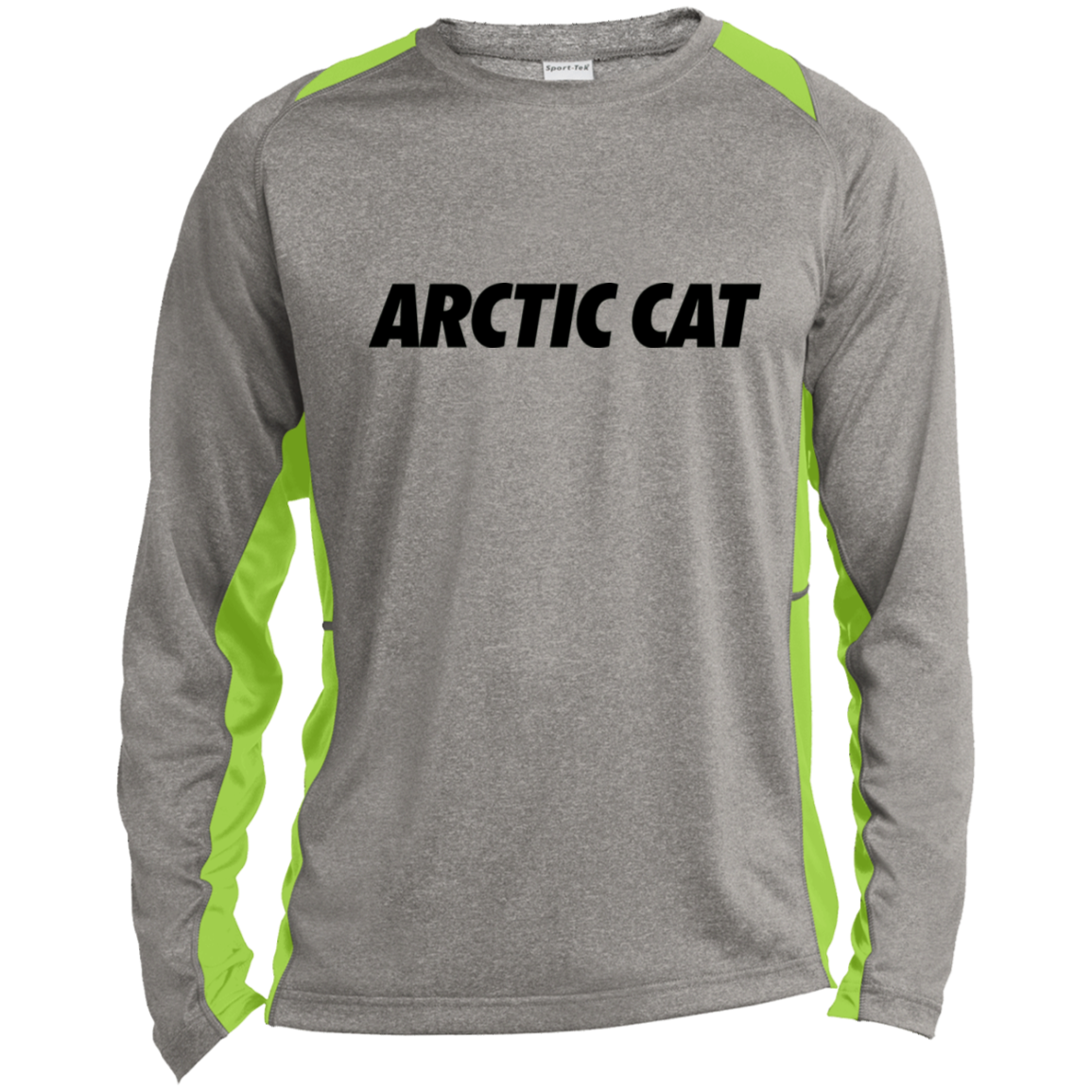 Vintage Arctic Cat Snowmobile Long Sleeve Heather Colorblock Poly T