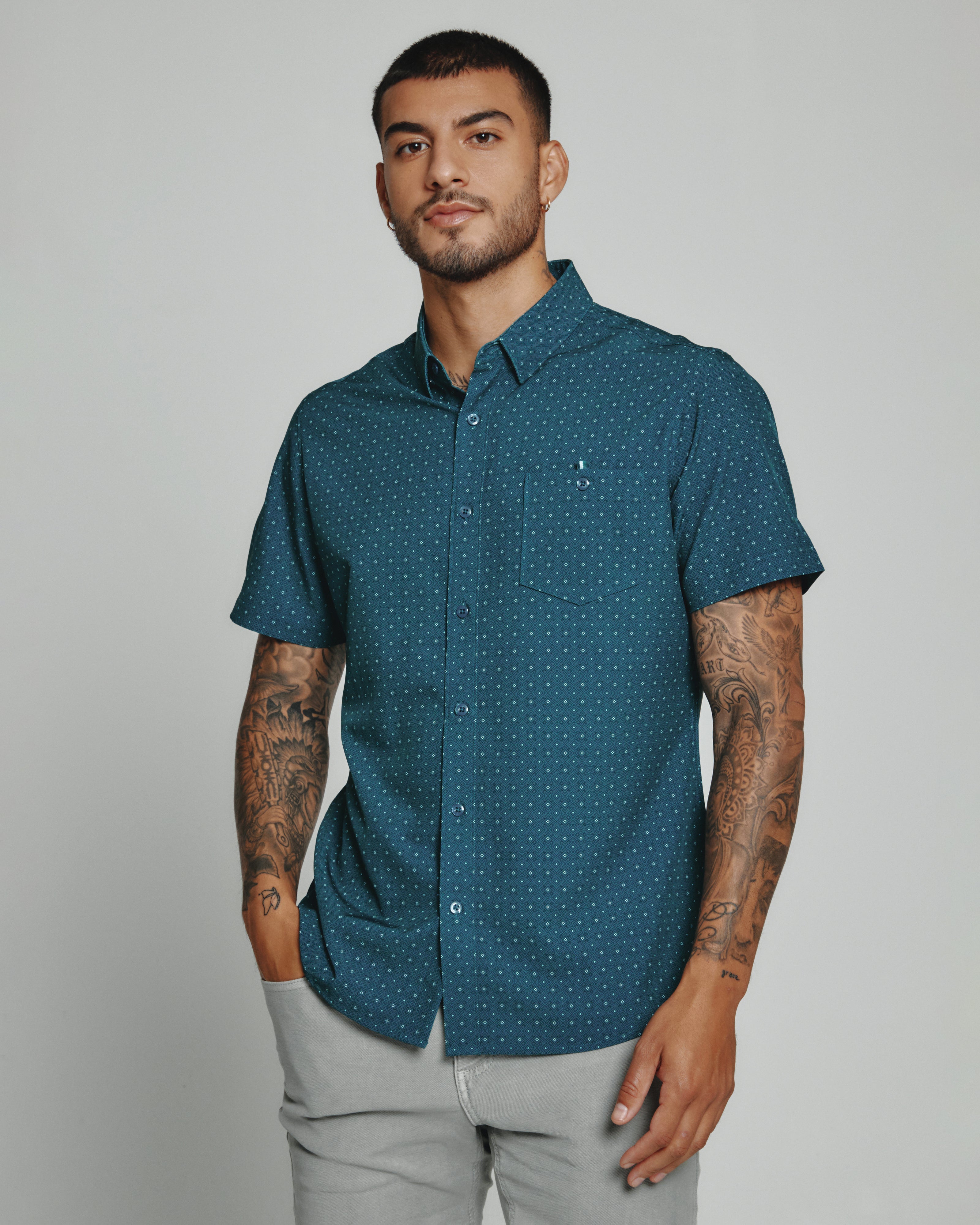 Camisa SS 7 Diamonds Prescott 4 vías estampado elástico patrón - Imagen 10 de 11