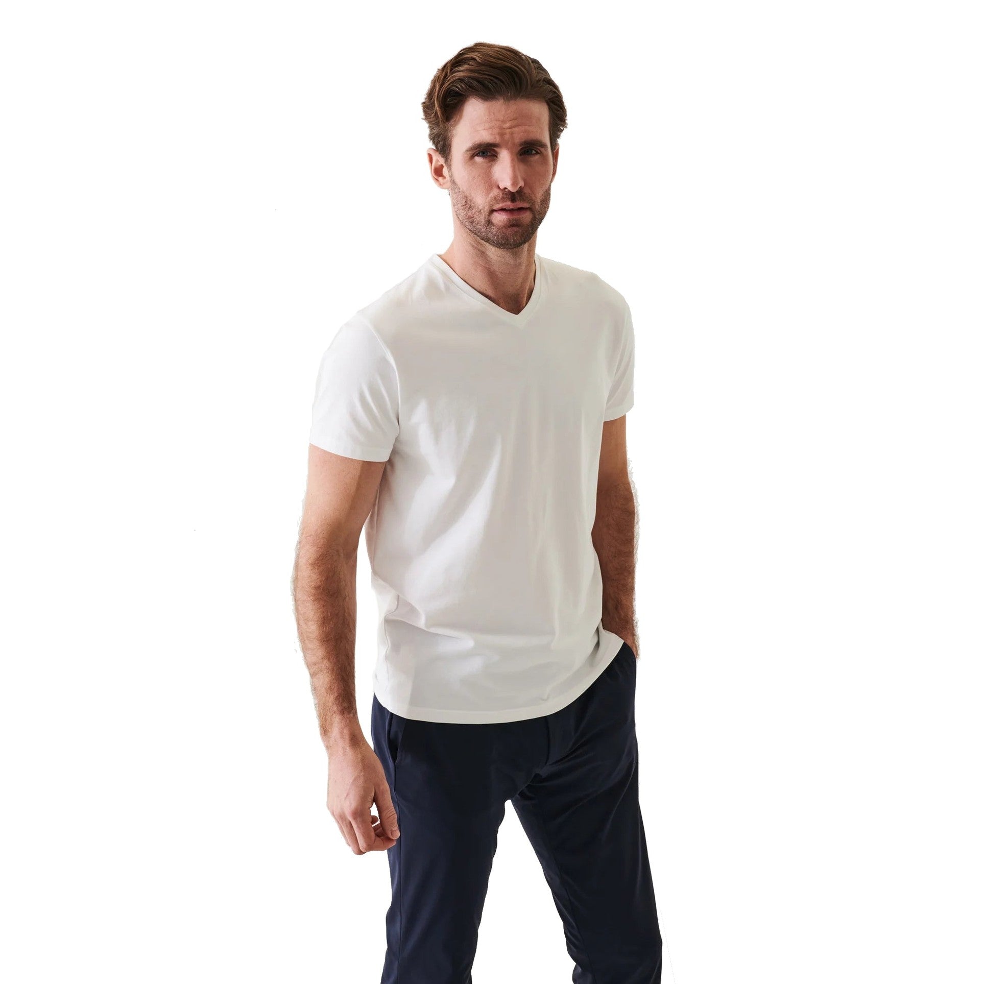 Patrick Assaraf Peruvian Pima Cotton SS V-Neck T-Shirt