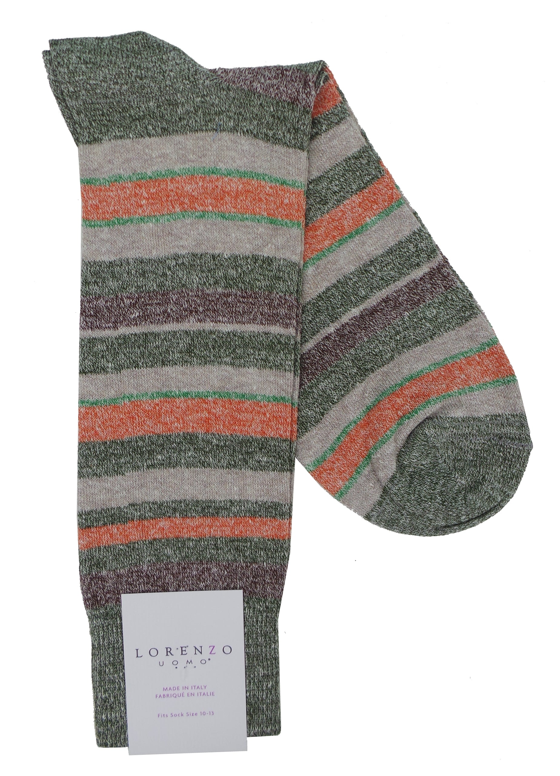 Calcetines Lorenzo Uomo Multi Rayas Lino Mezcla Algodón - Imagen 2 de 4
