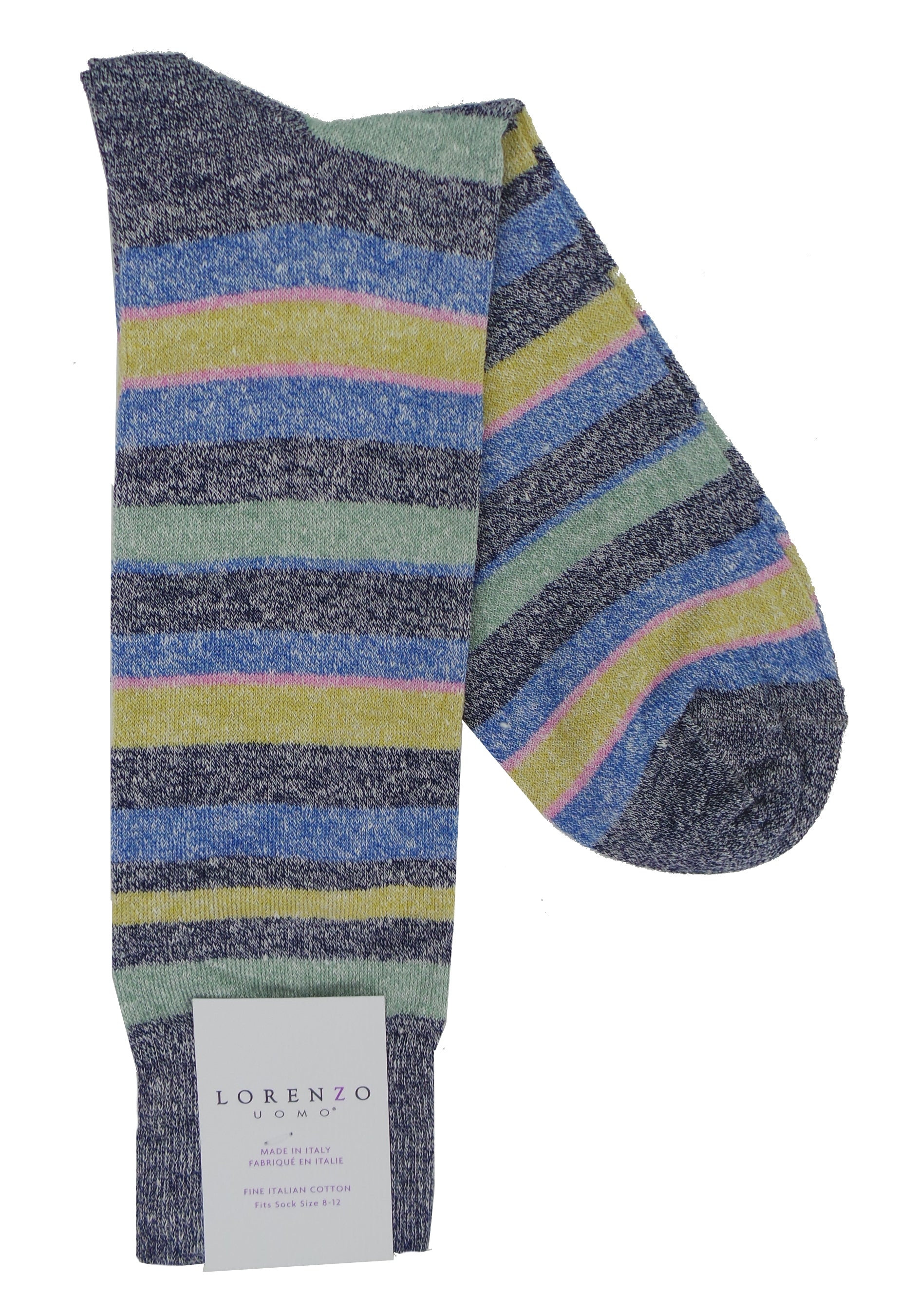 Calcetines Lorenzo Uomo Multi Rayas Lino Mezcla Algodón - Imagen 3 de 4