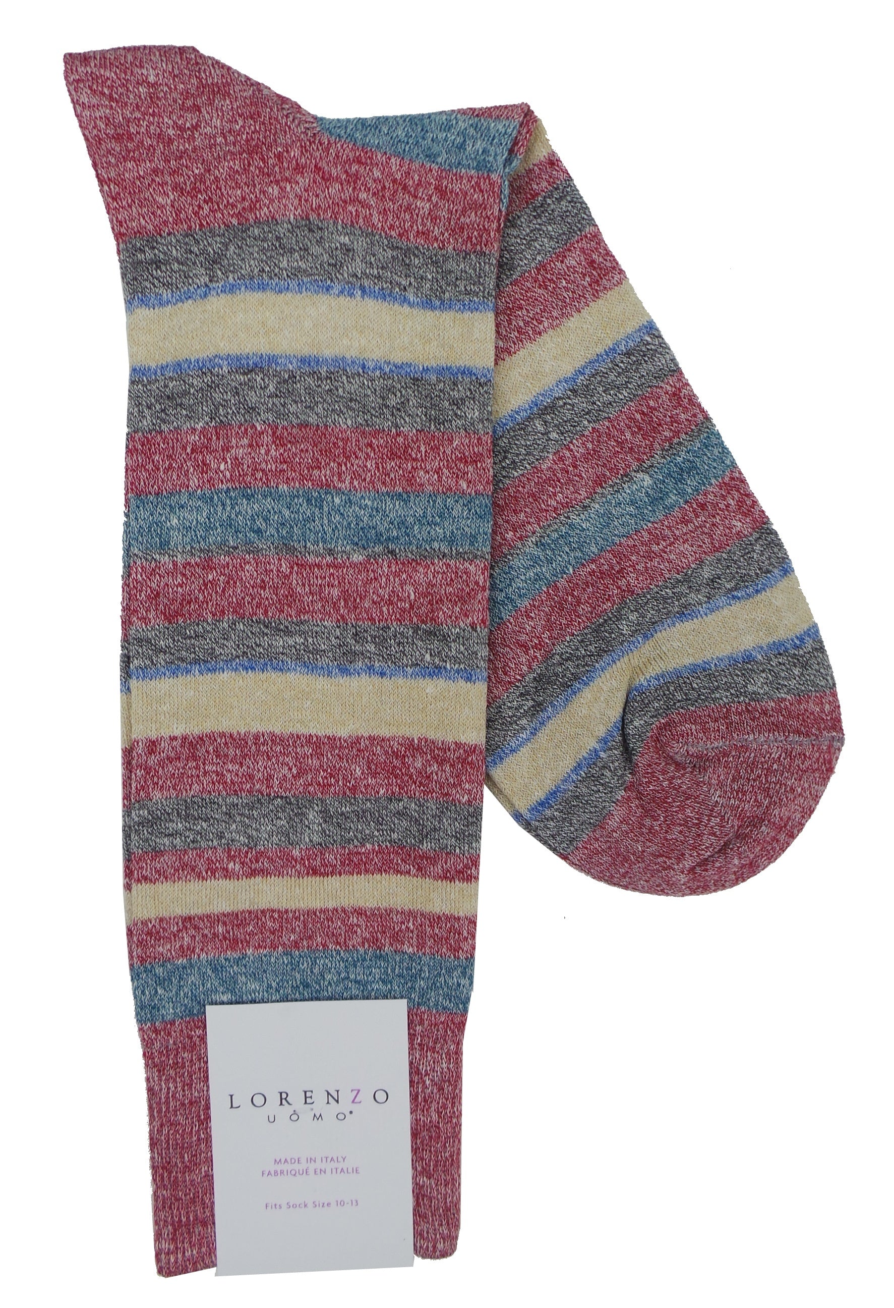Calcetines Lorenzo Uomo Multi Rayas Lino Mezcla Algodón - Imagen 4 de 4
