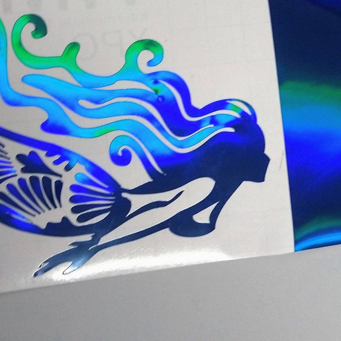 Mermaid life Decal for car boat laptop Tumbler blue gold holographic sticker - Picture 5 of 5