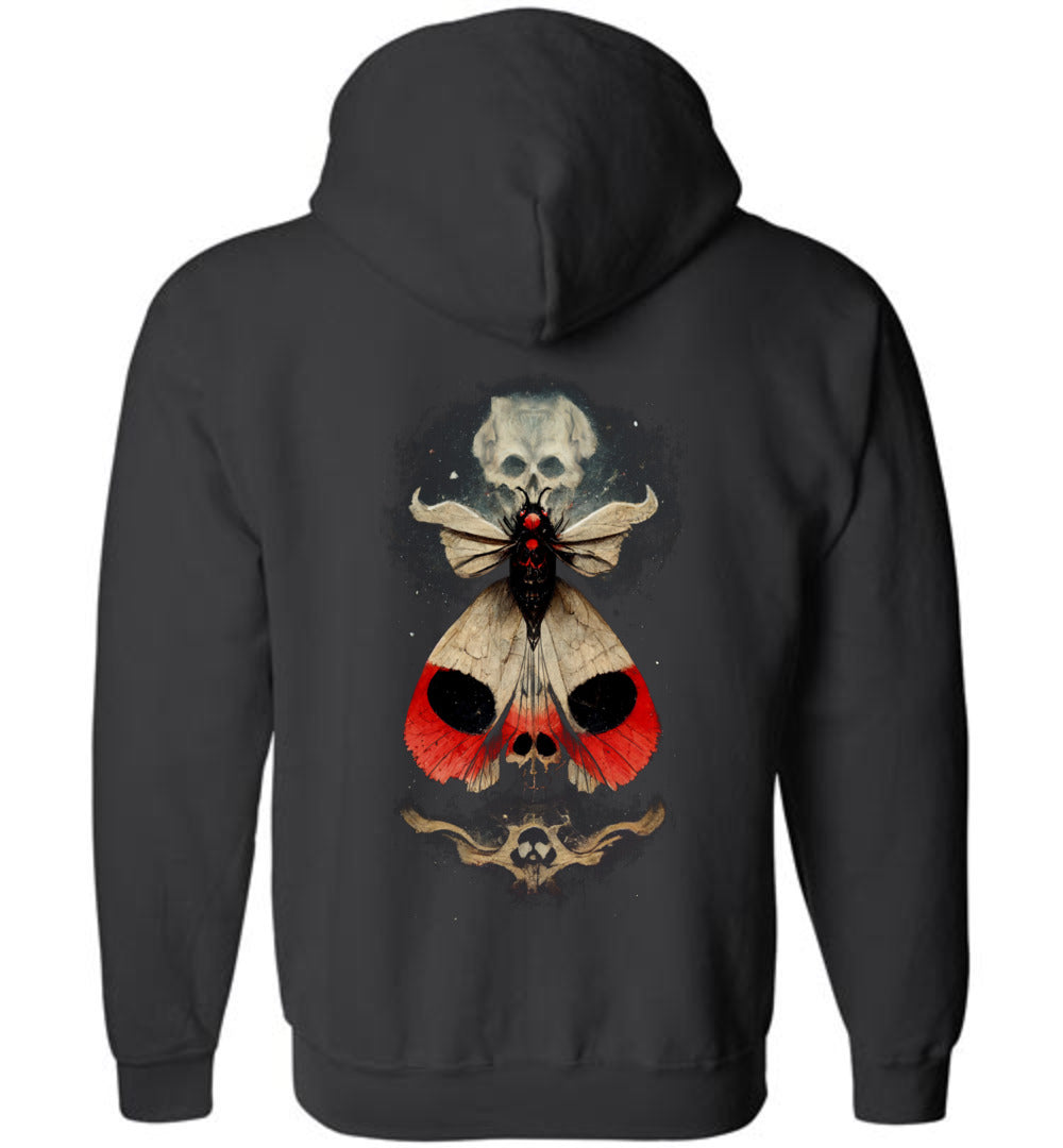 Magical Death Head Moth Occult Zip Hoodie - Picture 2 of 5