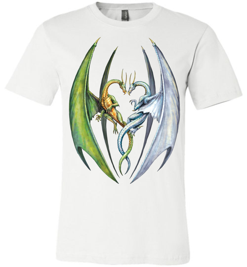 Entwined Dragons - Unisex Fitted Fantasy Art Graphic T-shirt sizes (S-4XL) - Picture 2 of 4