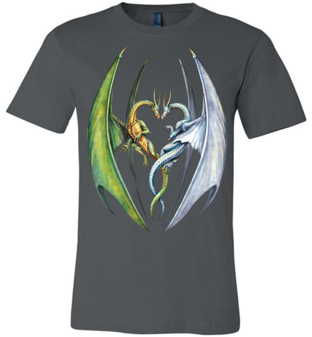 Entwined Dragons - Unisex Fitted Fantasy Art Graphic T-shirt sizes (S-4XL) - Picture 3 of 4