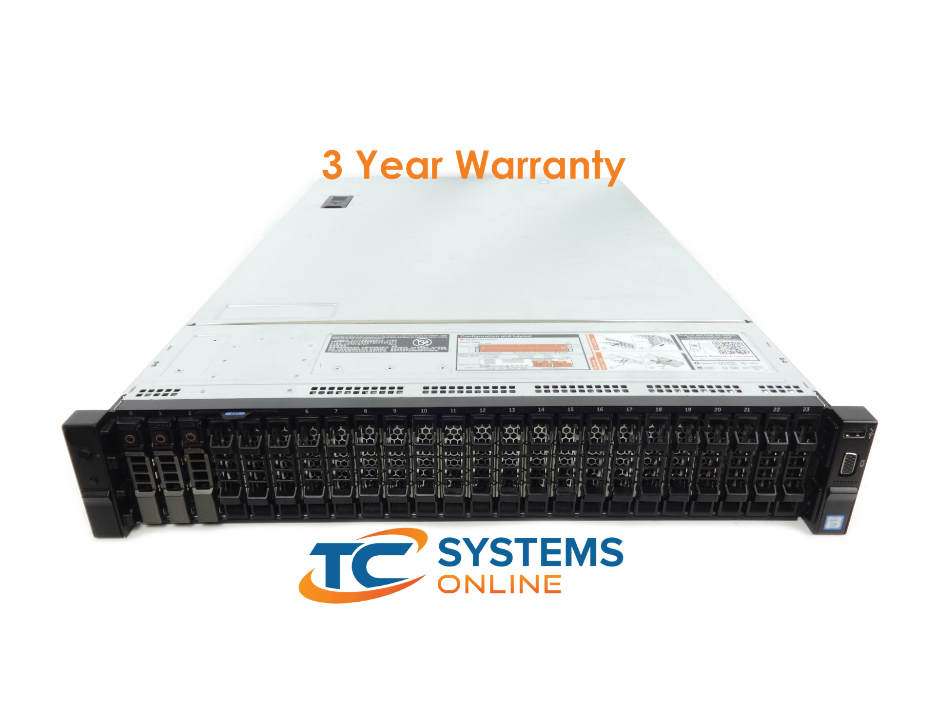 Dell OEM R730XD 26SFF 64 Go 24 cœurs = 2 x 2680v3 2,5 GHz 3 x 1,2 To 12 G SAS H730
