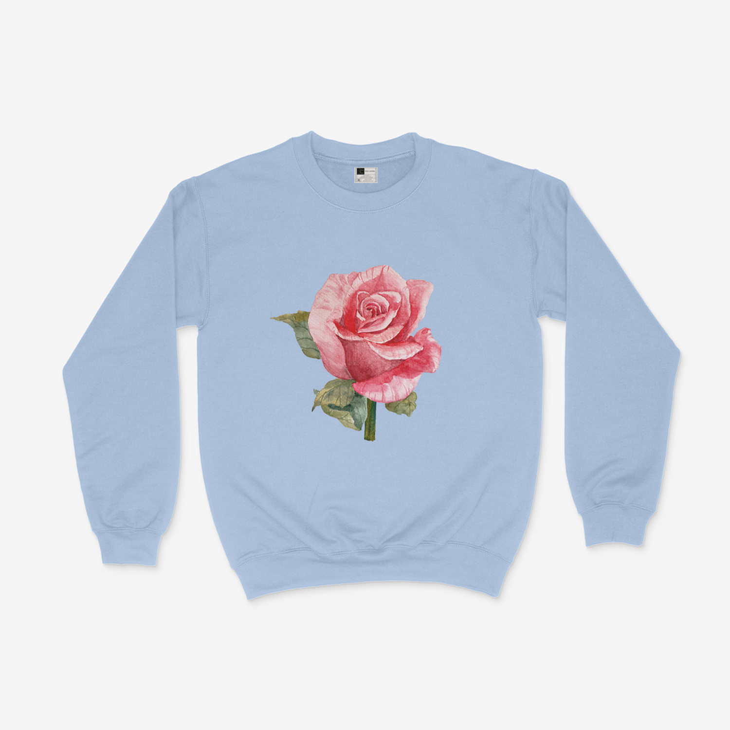 Wild Red Rose Watercolor Botanical Rose valentine Rose Flower Print Sweatshirt - Picture 8 of 9