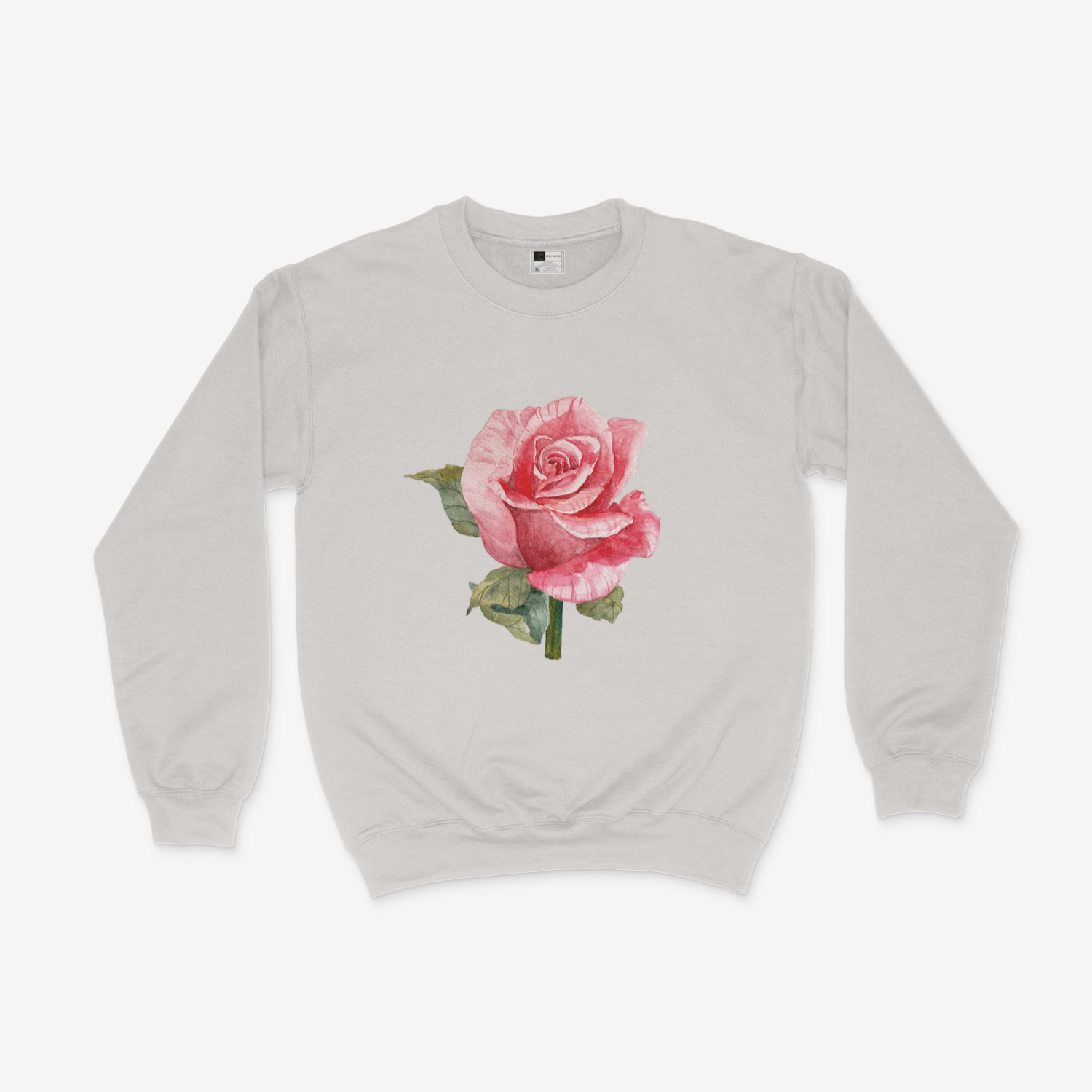 Wild Red Rose Watercolor Botanical Rose valentine Rose Flower Print Sweatshirt - Picture 7 of 9