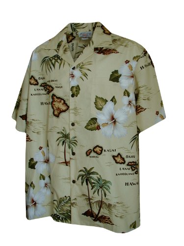 Pacific Legend Mens Hawaiian Island Archipelago Hibiscus Shirt - Picture 2 of 3