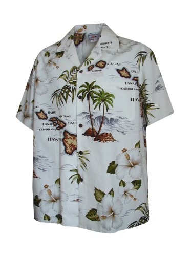 Pacific Legend Mens Hawaiian Island Archipelago Hibiscus Shirt - Picture 3 of 3