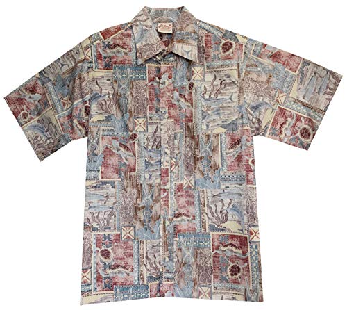 Made in USA - Go Barefoot Herren Honu Turtle Tapa Reverse Aloha Shirt - Bild 2 von 6