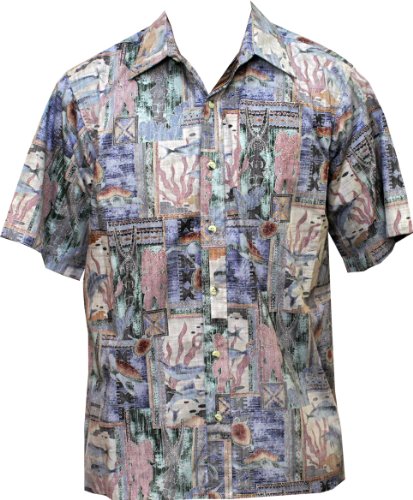 Made in USA - Go Barefoot Herren Honu Turtle Tapa Reverse Aloha Shirt - Bild 4 von 6