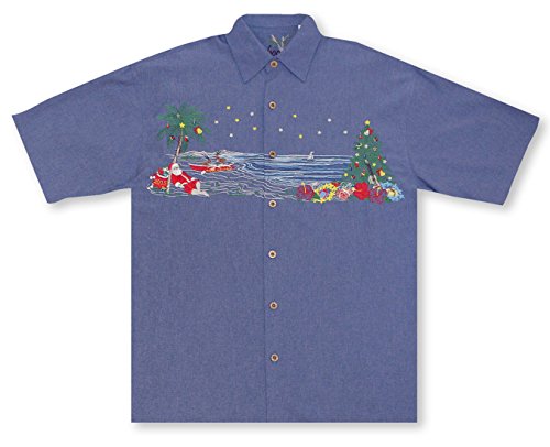 Bamboo Cay Mens Christmas In Paradise Embroidered Shirt - Picture 4 of 6