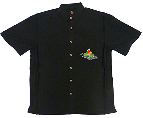 Bamboo Cay Mens Santa on Jet Embroidered Shirt - Picture 8 of 9