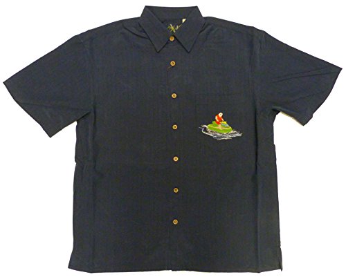 Bamboo Cay Mens Santa on Jet Embroidered Shirt - Picture 9 of 9