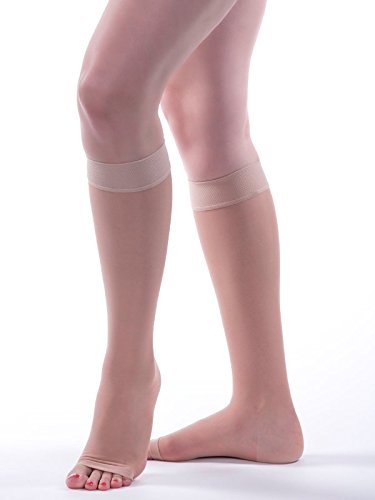 Calcetín de compresión Allegro 20-30 mmHg Essential 19 soporte transparente hasta la rodilla punta abierta - Imagen 6 de 6