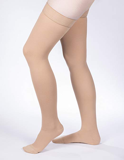 Allegro 30-40mmHg Surgical Compression 306 Closed Toe Thigh High Dot Band - Picture 7 of 12