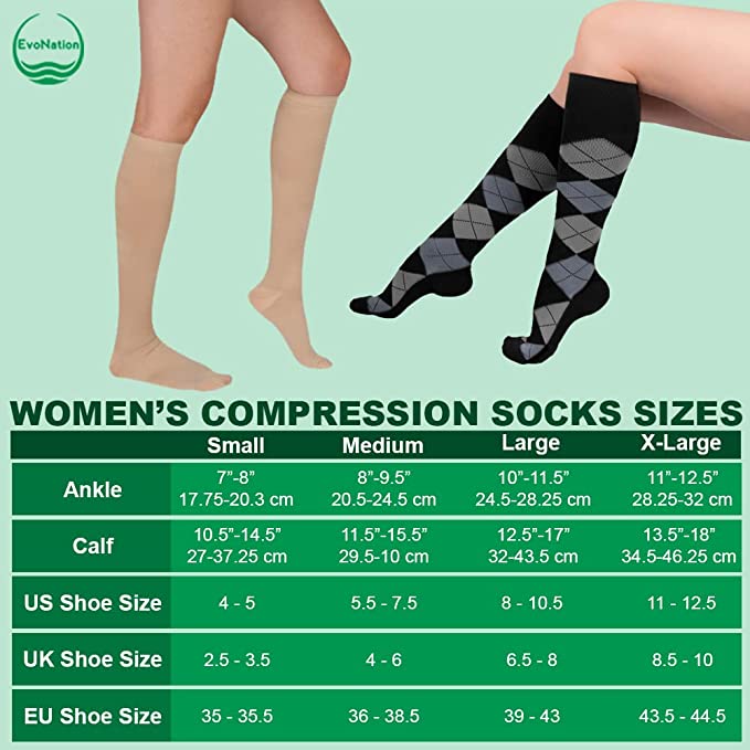 EvoNation Women's Solid Microfiber 8-15 mmHg Compression Socks - Picture 15 of 15