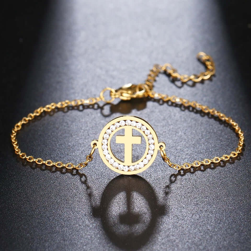 Ciondolo bracciale croce gioielli no sbiadimento donna regalo - Foto 5 di 5
