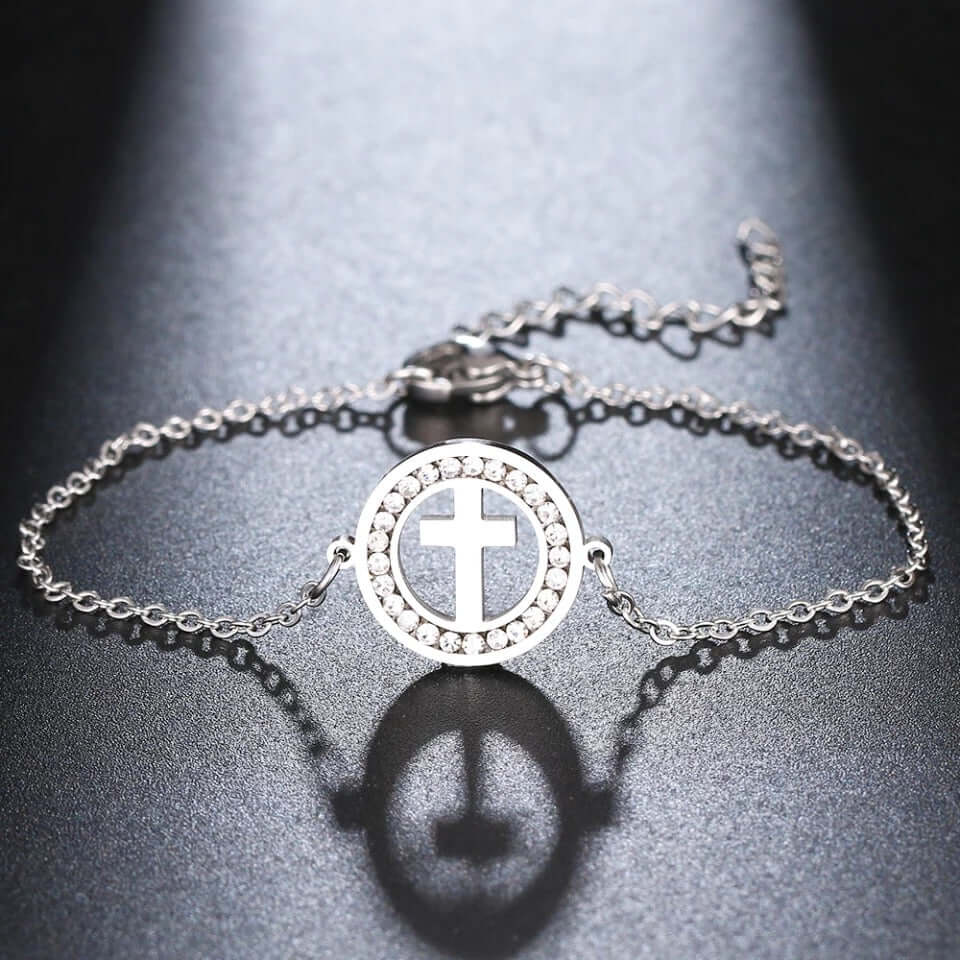 Ciondolo bracciale croce gioielli no sbiadimento donna regalo - Foto 4 di 5