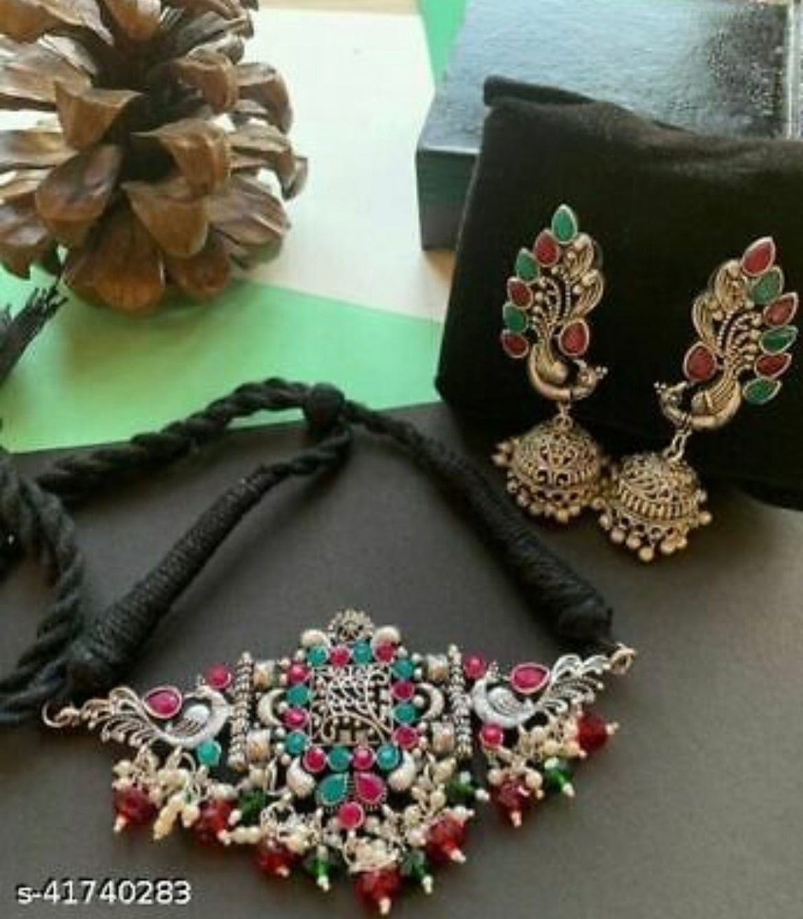 Necklace earrings set fashion jewelry ethnic bridal boho set - Picture 8 of 11