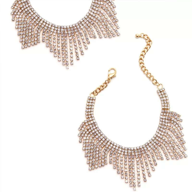 1 pair anklet cocktail jewelry rhinestone bracelet gold/silver - Picture 7 of 8