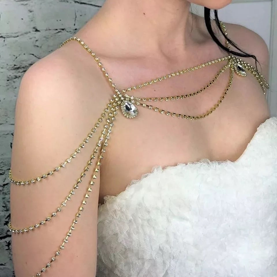 Shoulder jewelry rhinestone bridal accessories body chain - Picture 6 of 7