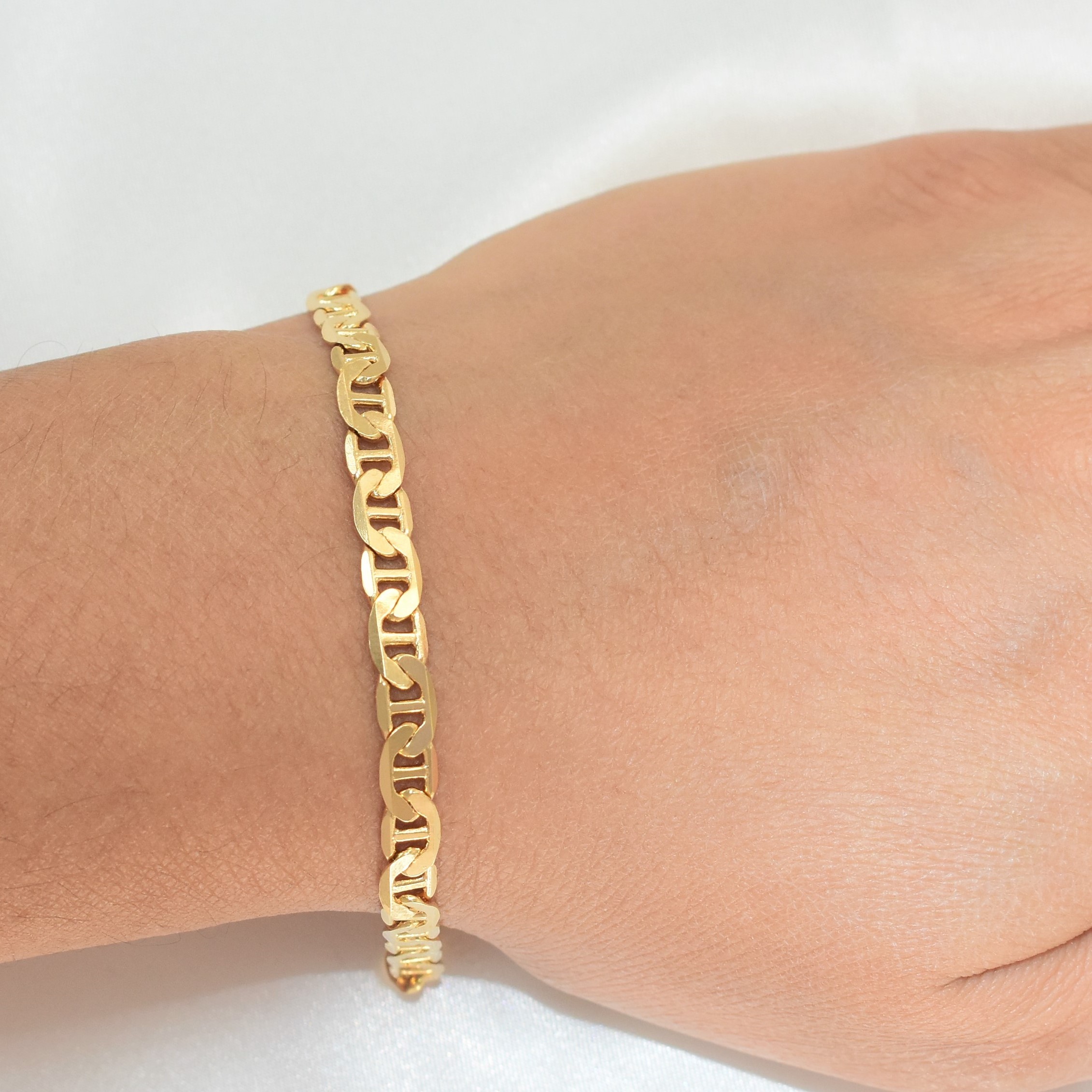 Figaro Mariner Cuban PaperClip Link Chain Bracelet Gold Plated Chain Bracelet - Picture 8 of 11